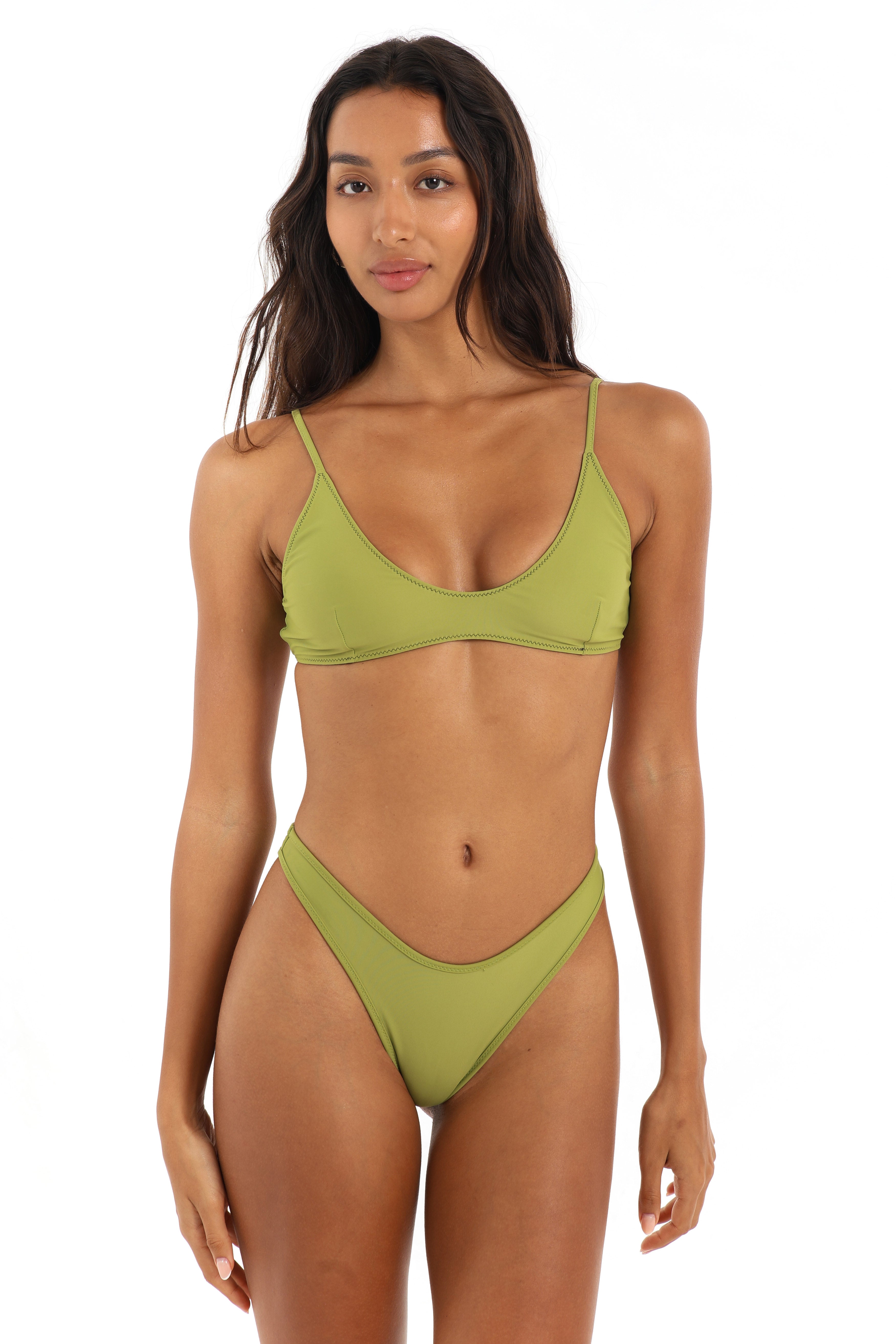 High coverage classic bikini bottoms in Aruna pistachio green – Rays of Earth