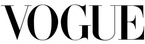 Black 'VOGUE' logo on a white background