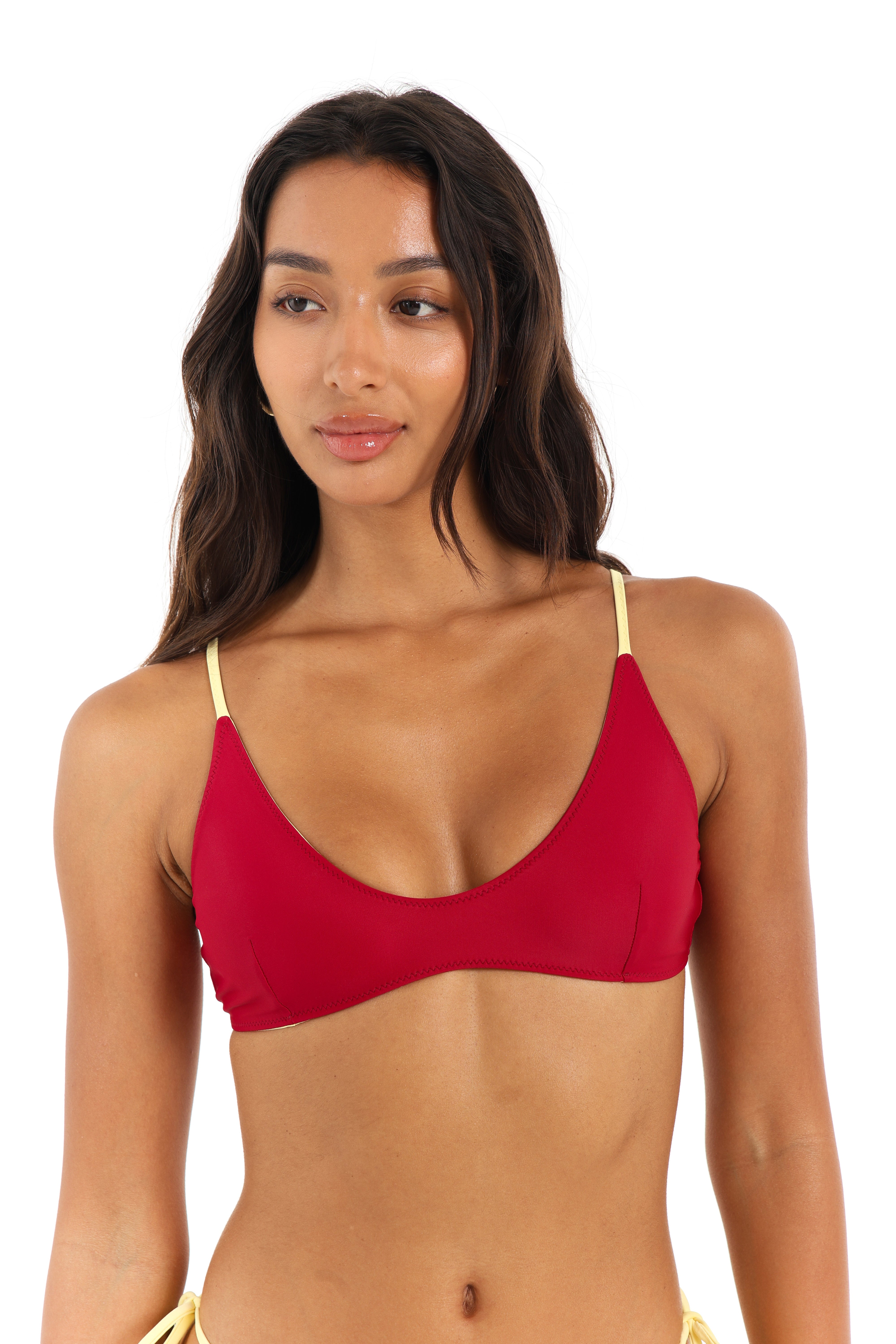 Scoop bikini top in Indra berry red – Rays of Earth
