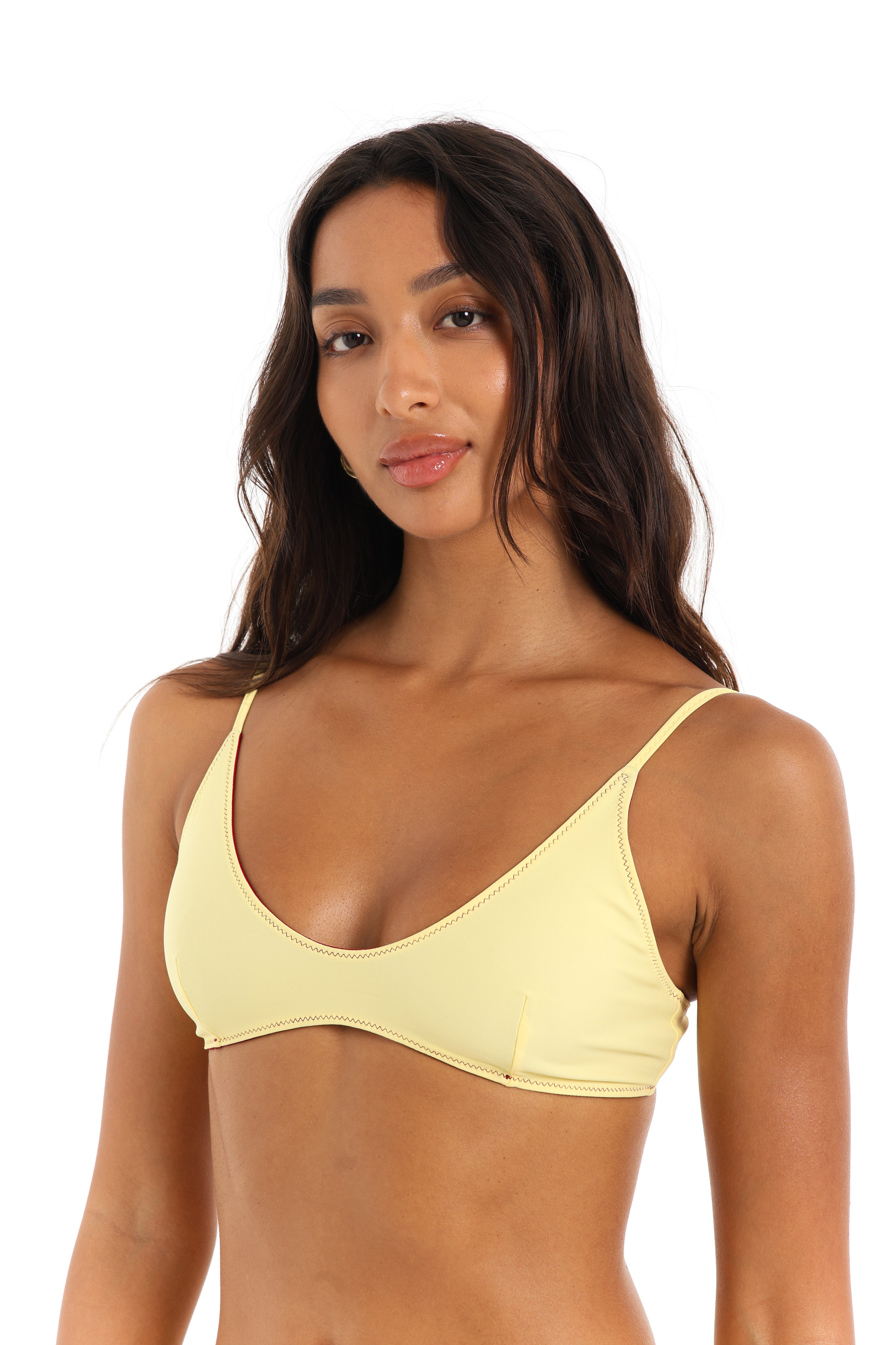 Close up Scoop bikini top in Indra lemon yellow – Rays of Earth