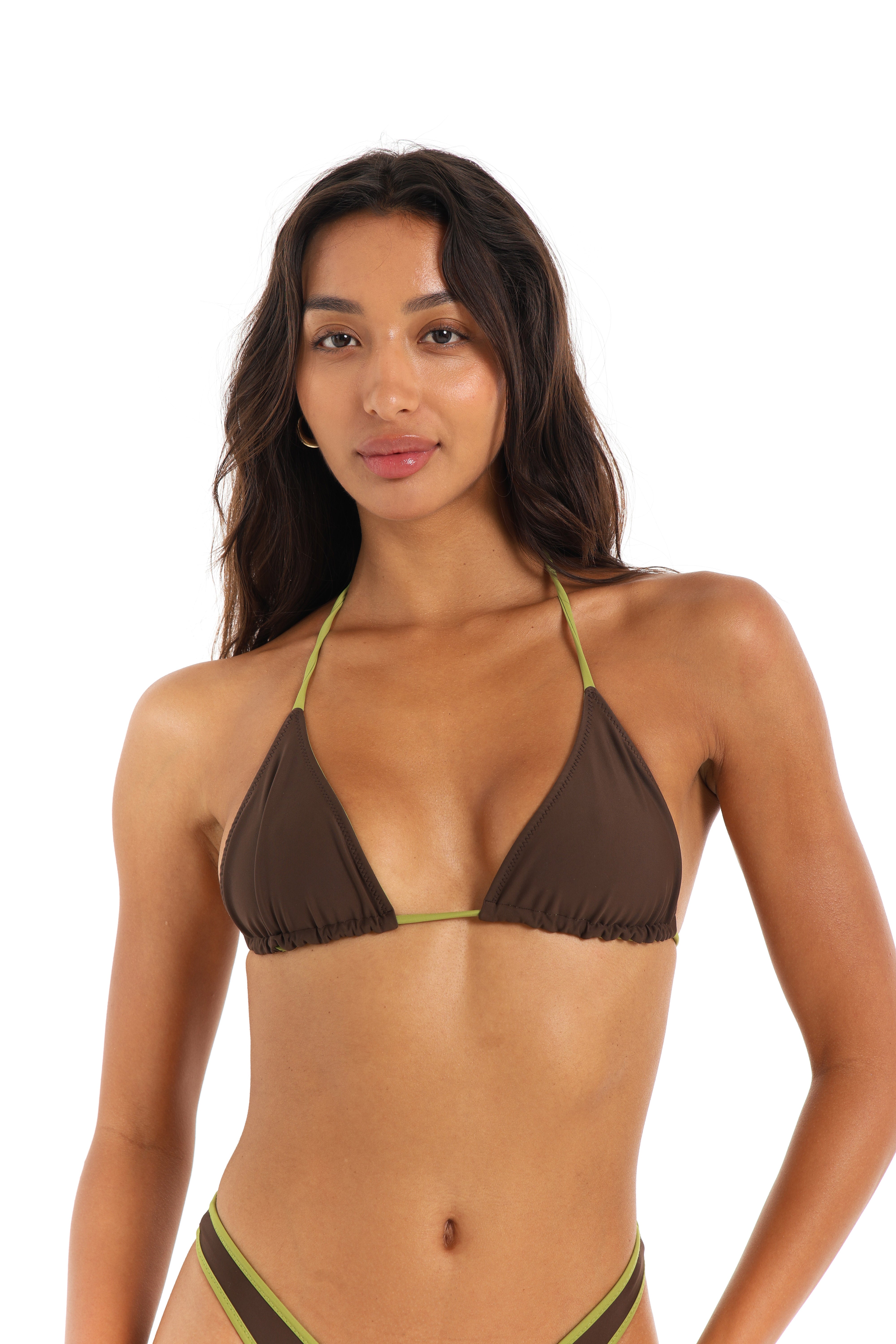 Aruna chocolate brown triangle bikini top – Rays of Earth