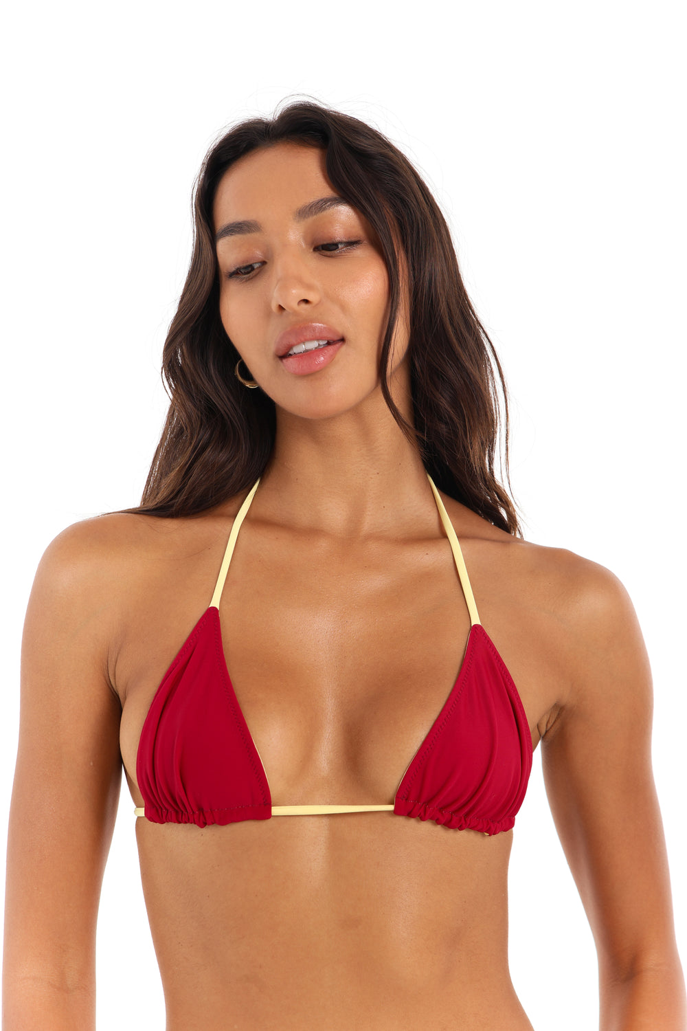 Triangle bikini top in Indra berry red – Rays of Earth
