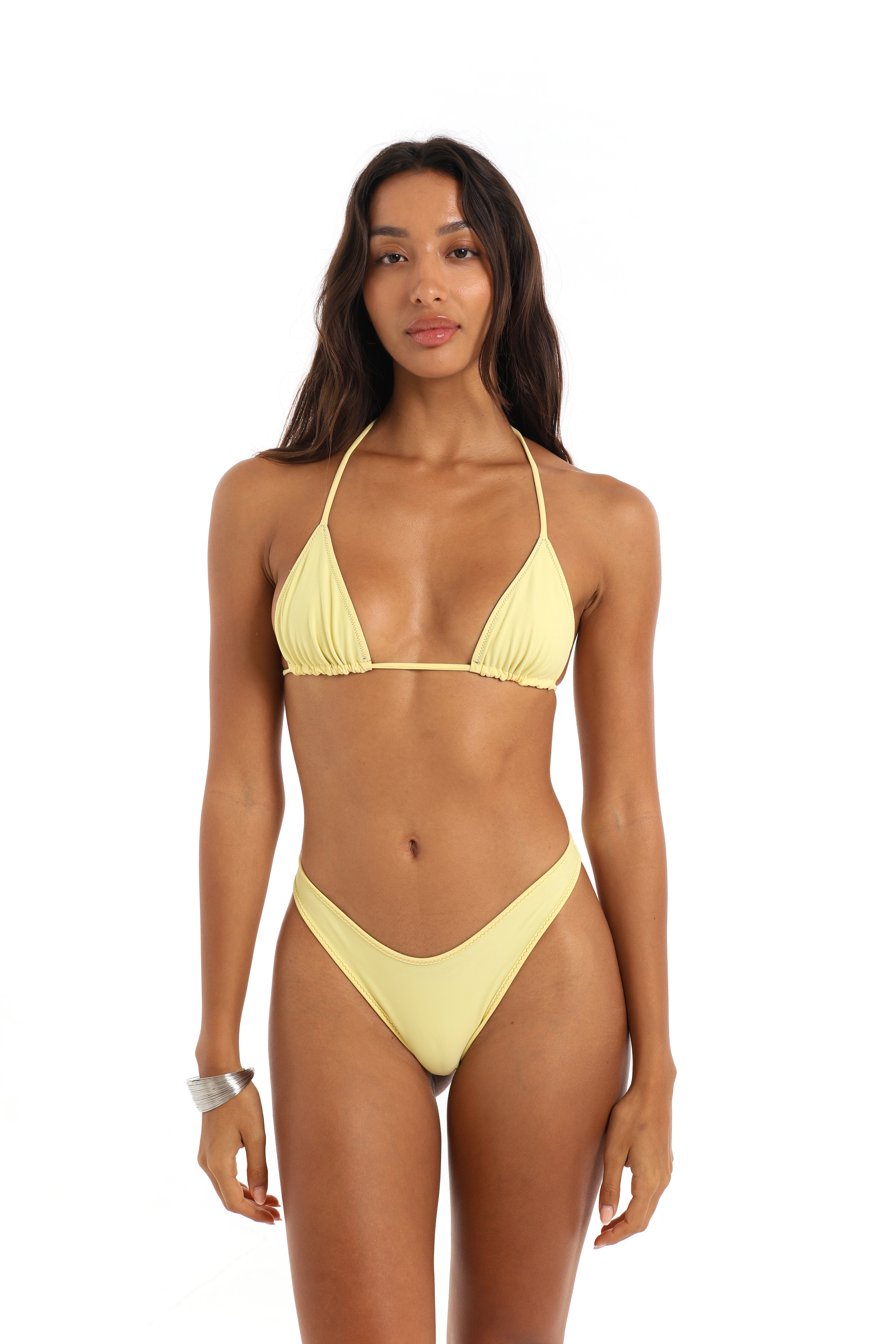 Triangle bikini top in Mossii butter yellow – Rays of Earth