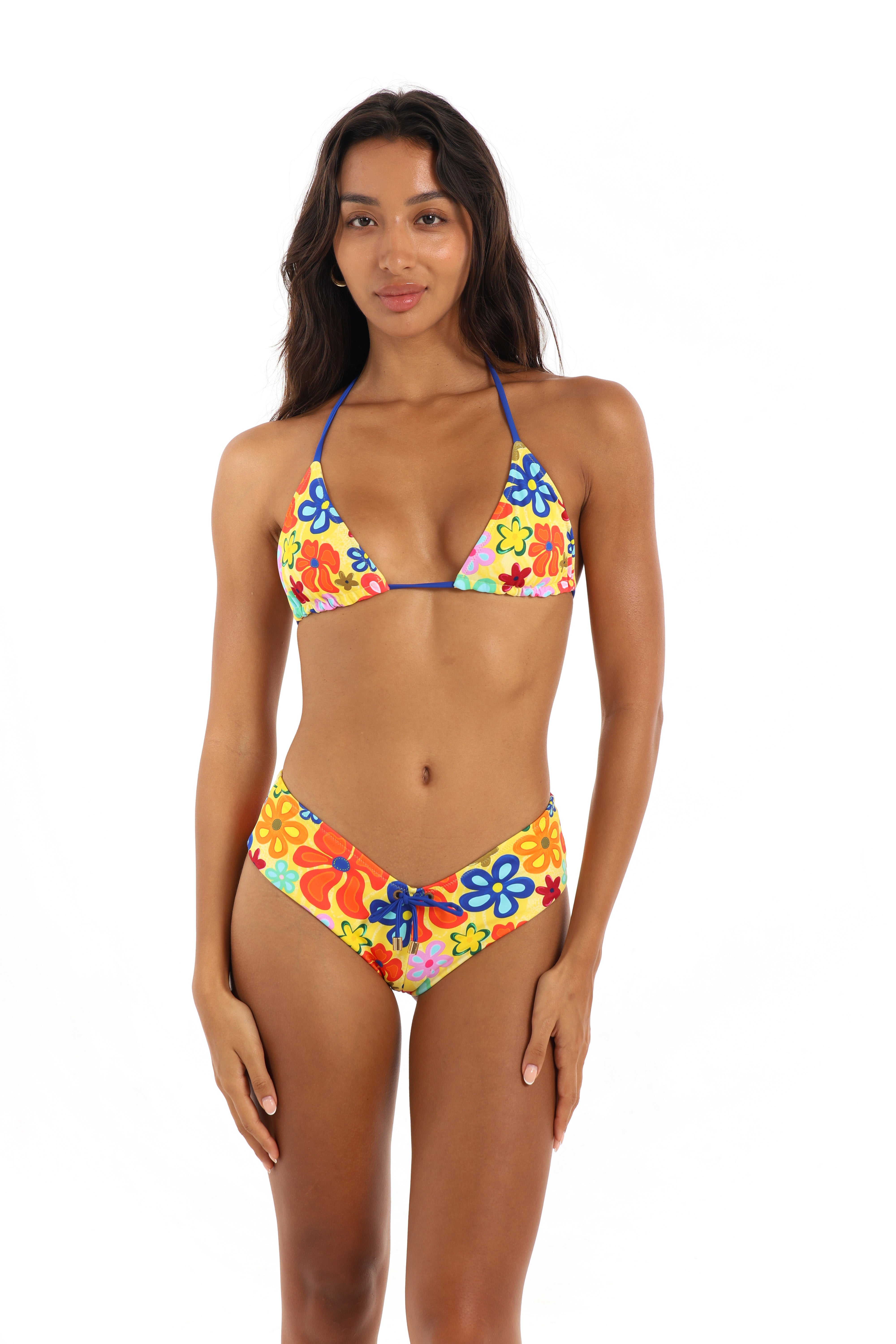 Fiolita floral bikini set with triangle top and cheeky shortie bottoms – Rays of Earth