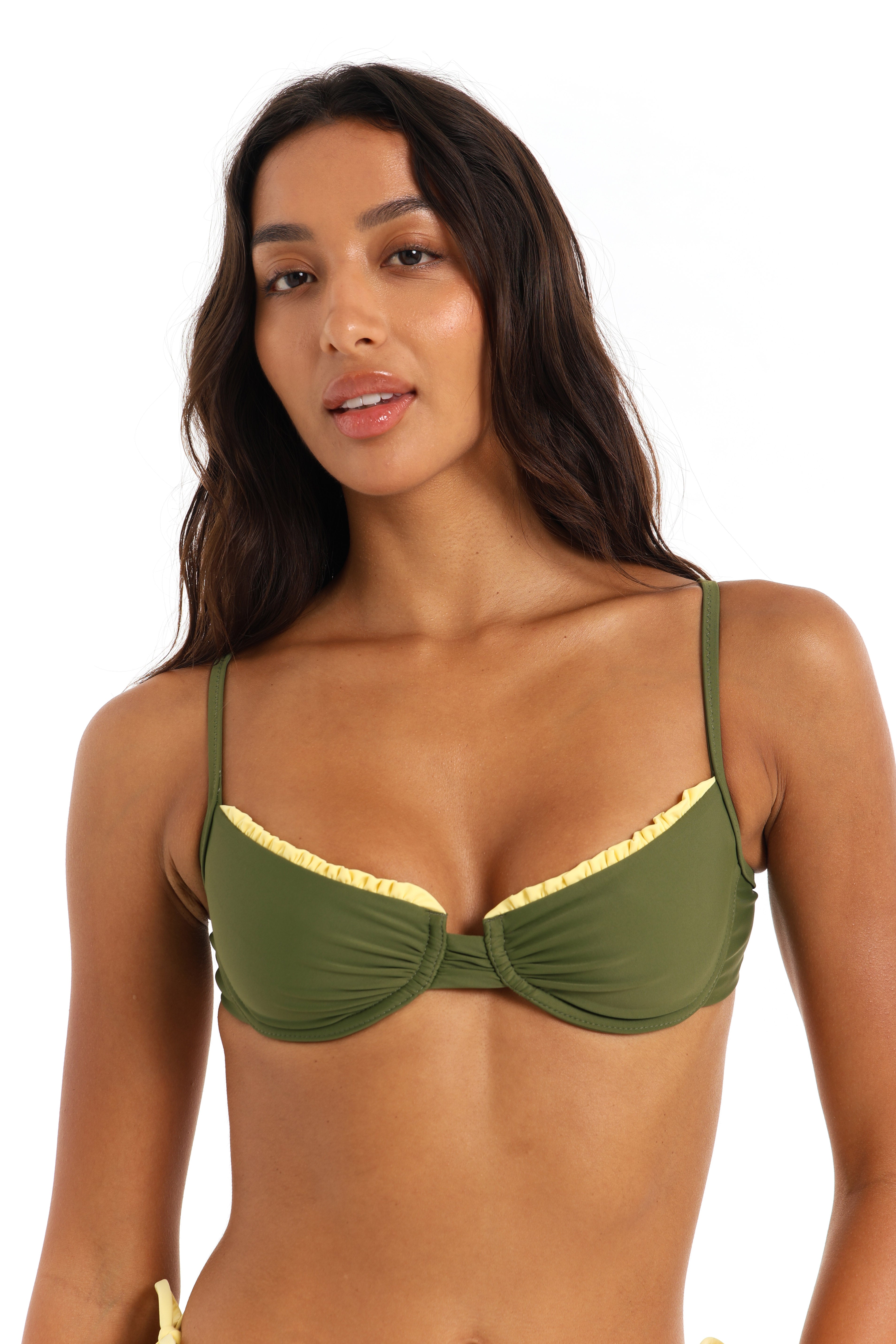 Scoop bikini top in Mossii khaki green – Rays of Earth